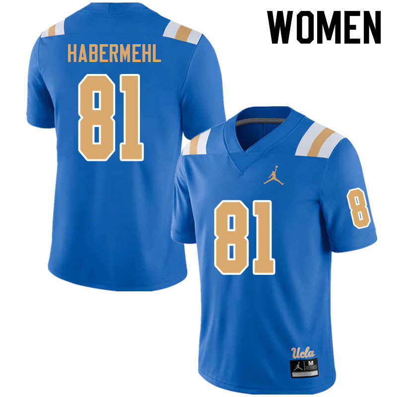 Jordan Brand Women #81 Hudson Habermehl UCLA Bruins College Football Jerseys Sale-Blue